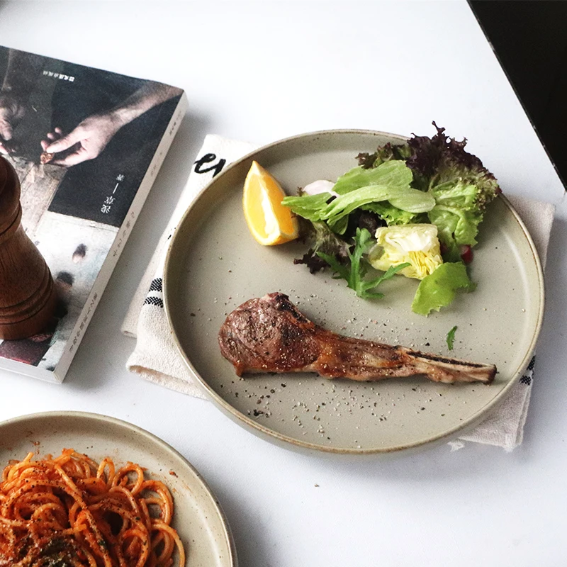 Японская простота Ретро грубая керамическая тарелка обеденный набор маятник для