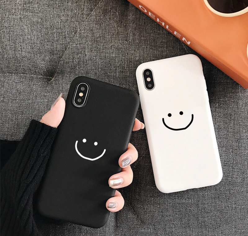 GYKZ Fashion Simple Smile Face Couple TPU Case For iPhone 5 5S SE 2020 7 8 13 11 12 Pro Max Mini 6 6s S Plus Soft Silicone Funda