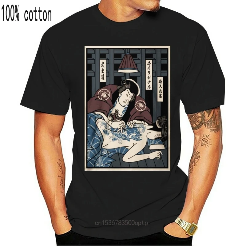

New Samurai Tattoo Fashion Black T-Shirt S-5xl Men T Shirt 2021 Summer Camisetas Digital Crew Neck Top Quality Short-Sleeve T Sh