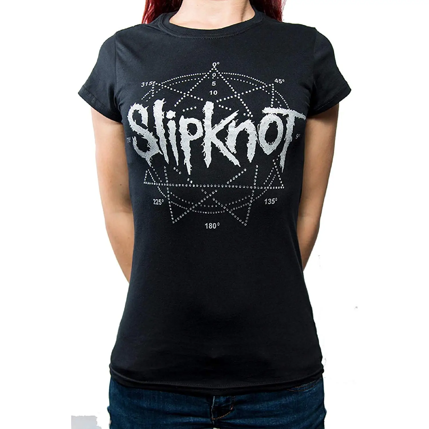 Slipknot футболка Диаманте пентаграмма логотип Официальный женский черный Junior Fit |