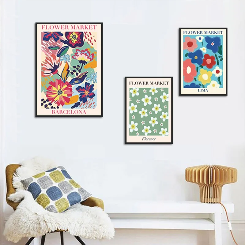 Декор комнаты Подростковая Картина на холсте красочные цветы свежий постер