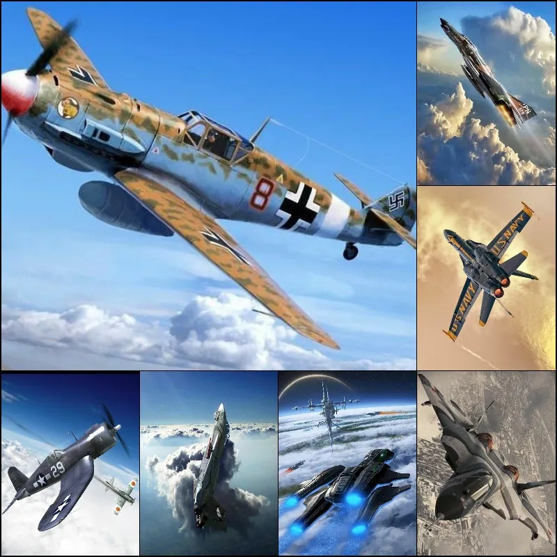 

5D DIY Fighter Diamond Painting Airplane Landscape Rhinestone Mosaic Cross Stitch Home Art Gift
