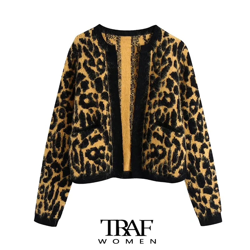 

Женский жаккардовый Кардиган с длинным рукавом и круглым вырезом