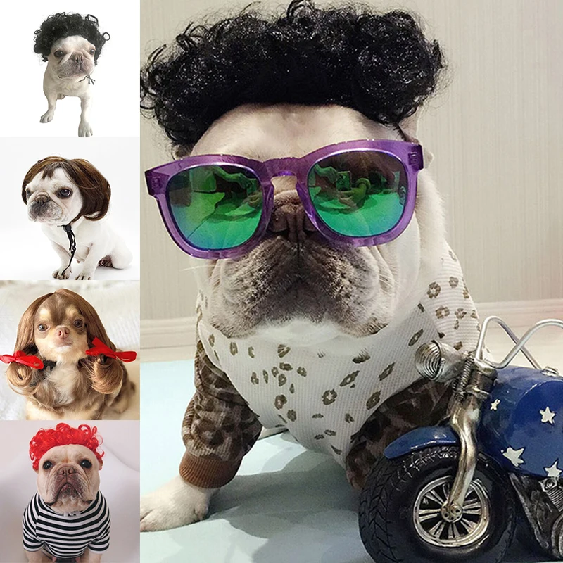 

1PC Pet Wigs Cospaly Props Tiara Funny Hairpiece Makeover Dog Birthday Wig 2021 Bandana Fashion Gift French Bulldog Accessories