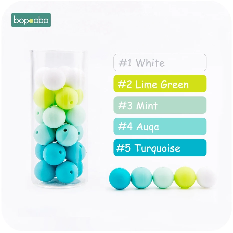 Green Series Bopoobo 500 шт Силиконовые бусины 12 мм Жемчуг силиконовые пищевые Детские Прорезыватели для зубов DIY кормящих браслет кулон грызунов детский Прорезыватель - Цвет: Green Series