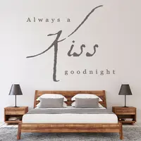 Love Quote Wall Decal Always A Kiss Good Night Art Lettering Window Vinyl Sticker Romantic Bedroom Creative Home Decoration Q020