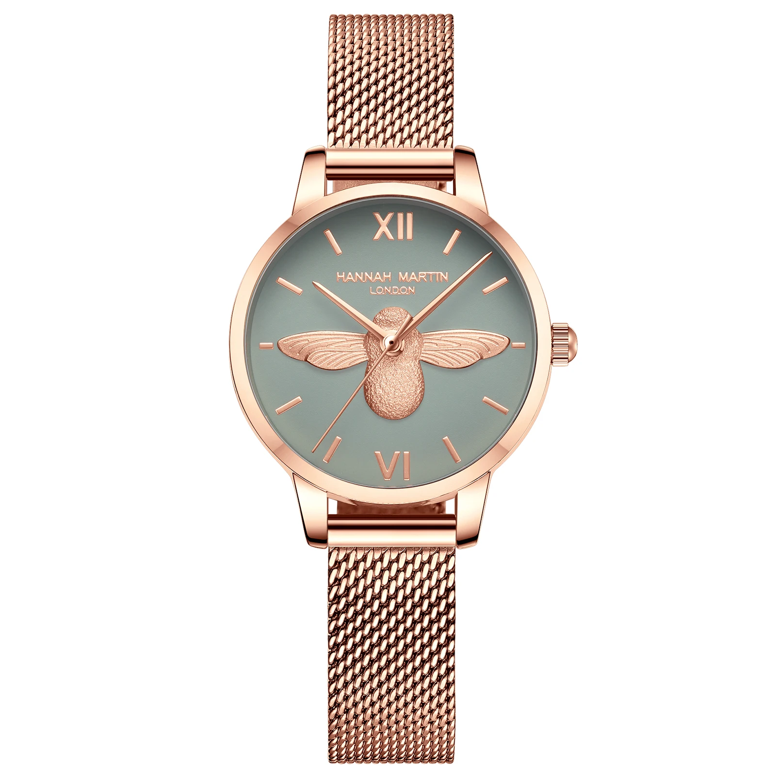 

Top Brand Luxury 2021 Designer Ladies Enchased 3D Bee Dial Rose Gold Girls Stainless Steel Bracelet Quartz Women Watches