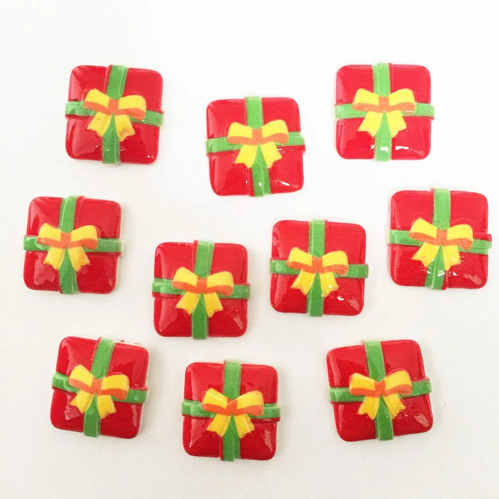 

Ручная роспись смолы Kawaii цветной Рождественский подарок коробка Flatback Камень Кабошон 20 шт скрапбук DIY Декор для дома фигурка ремесла