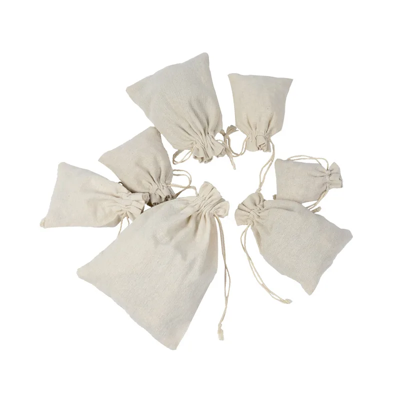 10PCS (11 Size) Linen Jute Cotton Drawstring Gift Bags Jewelry Bag Birthday Wedding Party Candy Pouch | Дом и сад