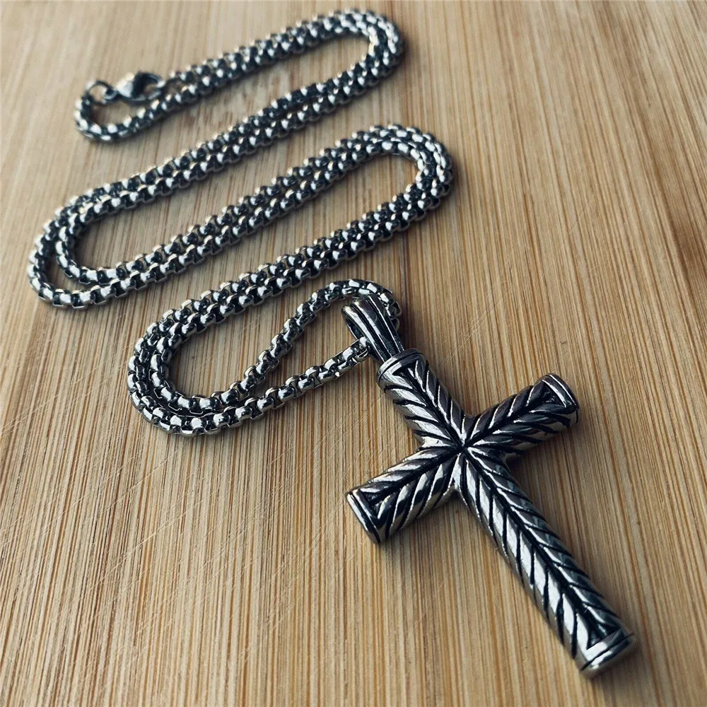 

Boys Mens Stainless Steel Vintage Cross Pendant Necklace Men Women Silver