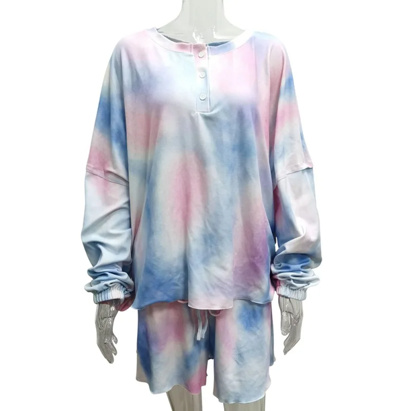 

Повседневный пижамный комплект Tie Dye, женская одежда для отдыха, комплект из двух предметов, одежда для сна, женская пижама, одежда для отдыха...