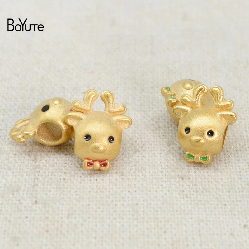 

BoYuTe (10 Pieces/Lot) Matte Gold Plated Deer Shape Spacer Beads Handmade Beaded Diy Jewelry Accessories