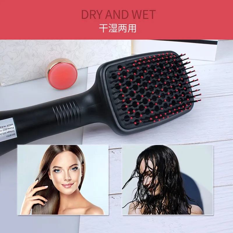 Профессиональная щетка 2 в 1 для сушки волос выпрямитель бигуди электрический фен