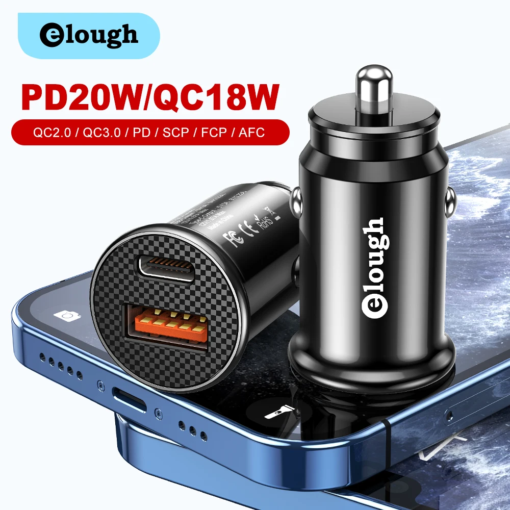 

Elough USB Car Charger Quick Charger 3.0 QC 3.0 PD 20W USB Type C Fast Charging in Car For iPhone 12 13 Samsung Xiaomi Huawei
