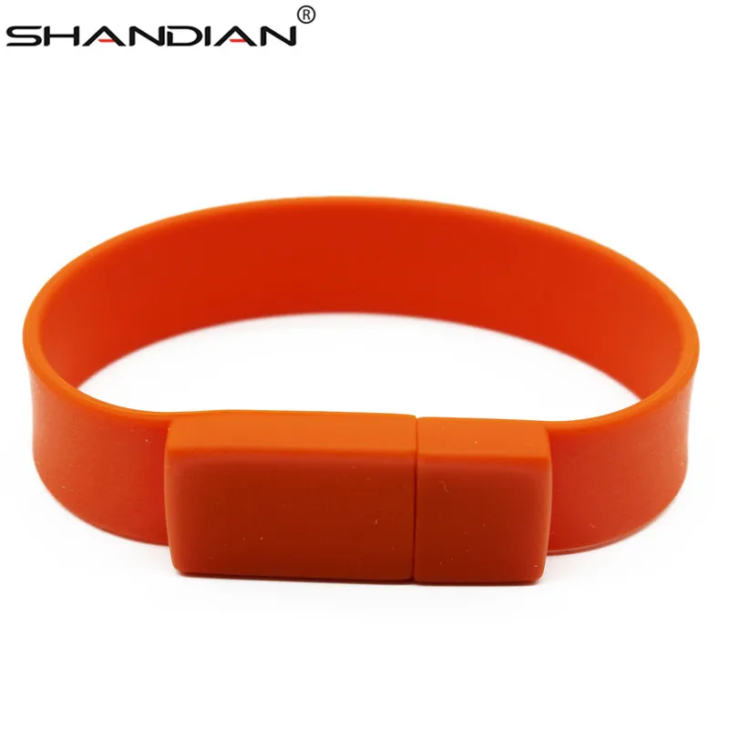 Силиконовый браслет на запястье SHANDIAN 100% реальная емкость 4 ГБ 16 32 64 USB флеш