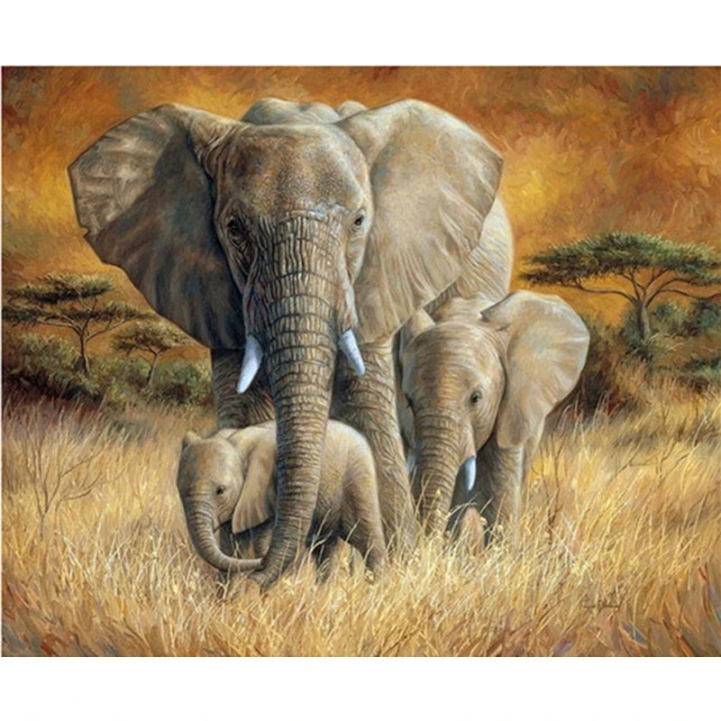 

Full Square/Round Drill 5D DIY New Diamond Painting "Elephant Family" 3D Animal Rhinestone Embroidery Cross Stitch 5D Decor Gift