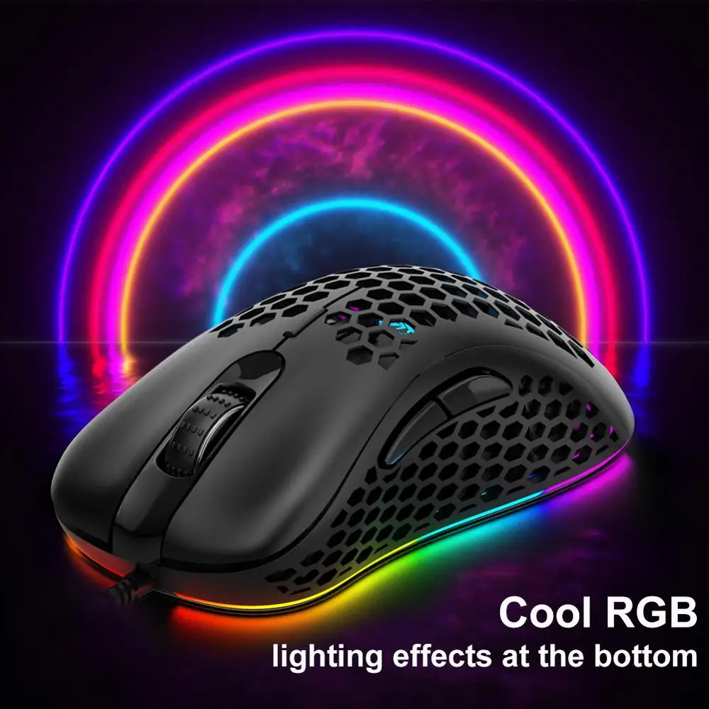 AULA RGB Мышь 7Key 6400 Точек на дюйм Новые легкие соты оболочки эргономичная Проводная