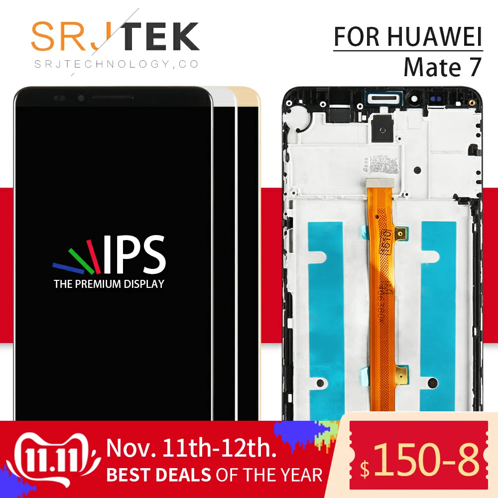 Srjtek для huawei mate 7 ЖК сенсорный экран в сборе запасные части Ascend дисплей телефон