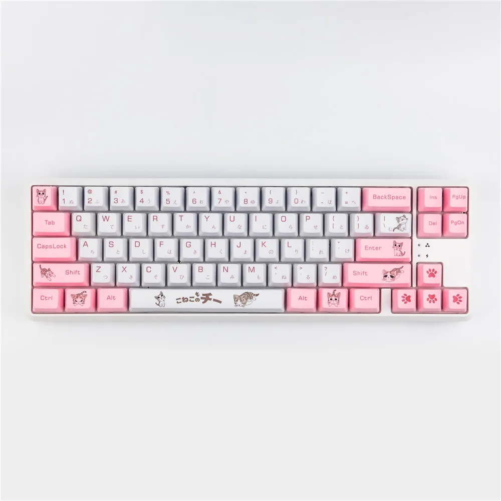 

Механическая клавиатура Cheese Cat Keycap PBT с сублимационной клавиатурой с OEM104 Cherry 3000 Filco, розовая клавиатура под заказ