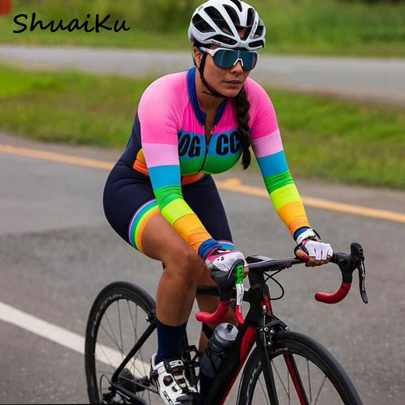 

2020 Women Pro Team Triathlon Bicycling Suit Long Sleeve Bike Jersey Riding Skinsuit Jumpsuit Maillot Cycling Clothing Gel Set