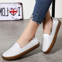 new women shoes white genuine leather shoes for women loafers soft mocassin femme oxford shoes slip on casual leather flat shoes