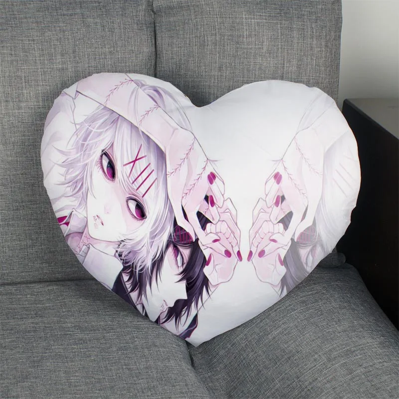 Изготовленный на заказ Наволочка Токийский Гуль сердце Форма Подушка молнии