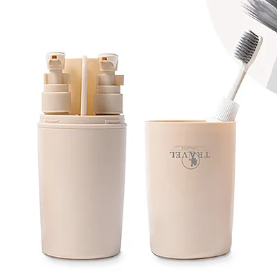 light pink 4 шт./компл. Портативный Зубная щётка зубная паста расческа очищающее средство для лица, дорожный шампунь для хранения Аксессуары для ванной комнаты светильник Розово-серый-синий - Цвет: light pink