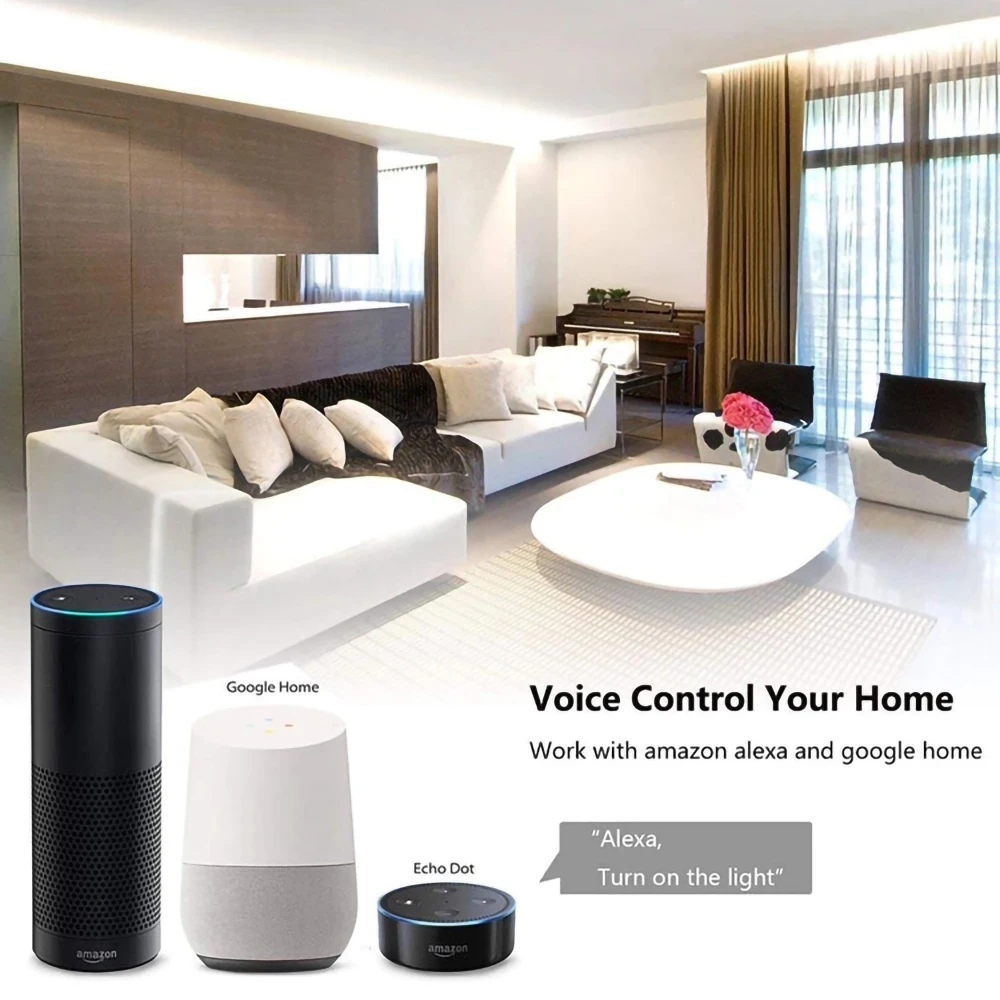 Умный выключатель Alexa RF433 без нейтрального провода с управлением Tuya работает Google
