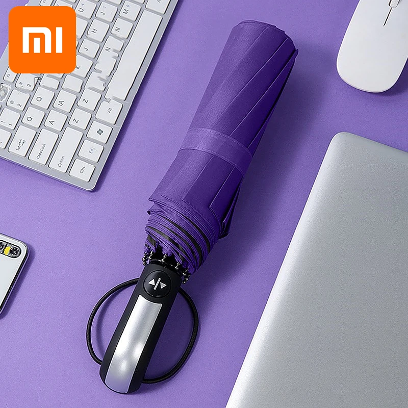 

Автоматический зонт от дождя для Xiaomi, большие ветрозащитные зонтики в деловом стиле для мужчин и женщин, с черным покрытием