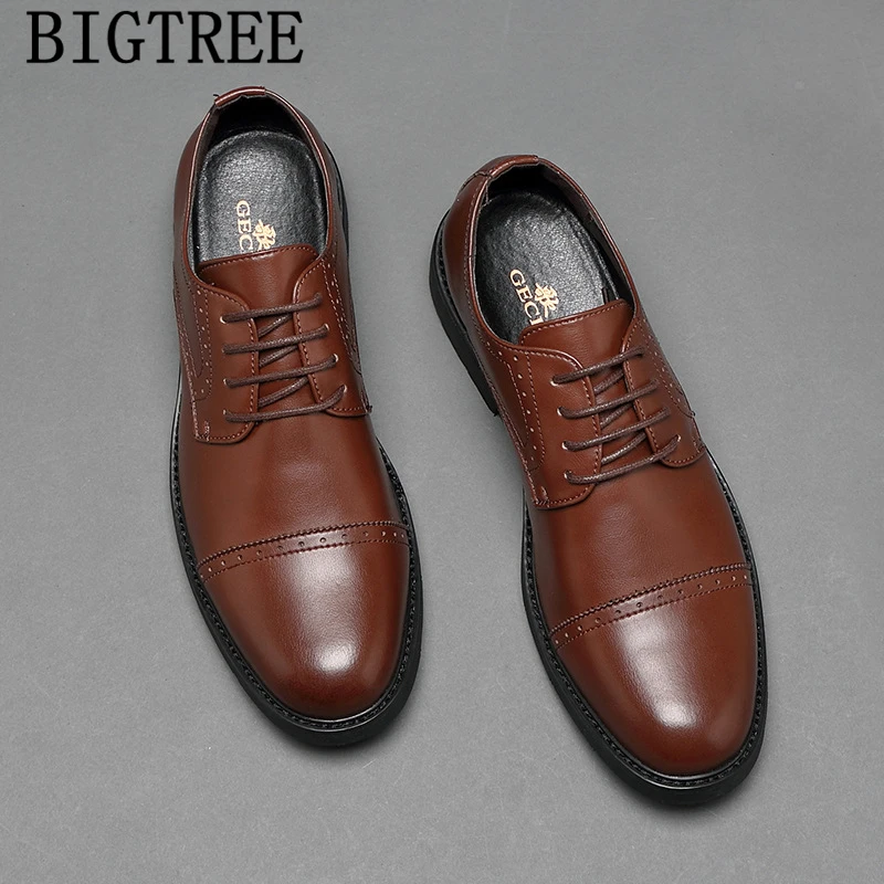 Итальянская мужская офисная обувь Обувь с перфорацией типа броги Мужская