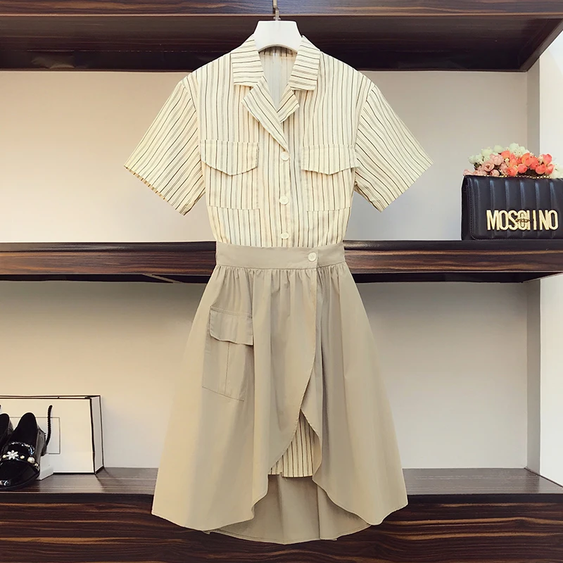 Комплект из 2 предметов женское платье модная юбка летнее 2020 большие блузки