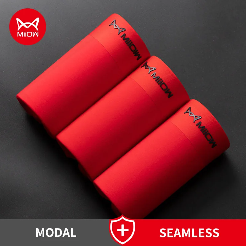 

MiiOW Huitao 2Pcs New Year Red Modal Men Underwear Boxer Shorts Underpants Sexy Man Underware Cueca Male Panties Men Boxershorts