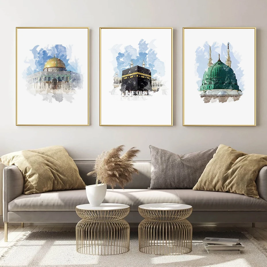 

Abstract Islamic Mosque Dome Rock Temple Posters Modern Canvas Painting Wall Art Print Picture Living Room Interior Home Decor