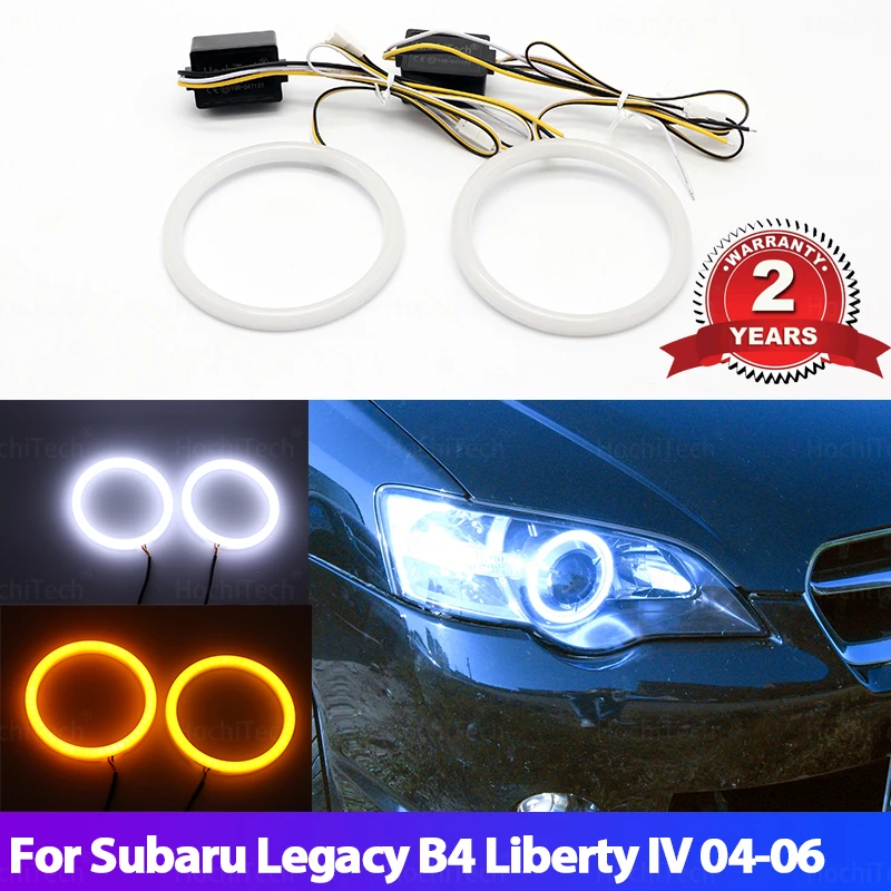 

For Subaru Legacy B4 Liberty IV 2004 2005 2006 White Yellow Dual Color Cotton LED Angel Eyes Kit Halo Ring DRL Turn Signal Light