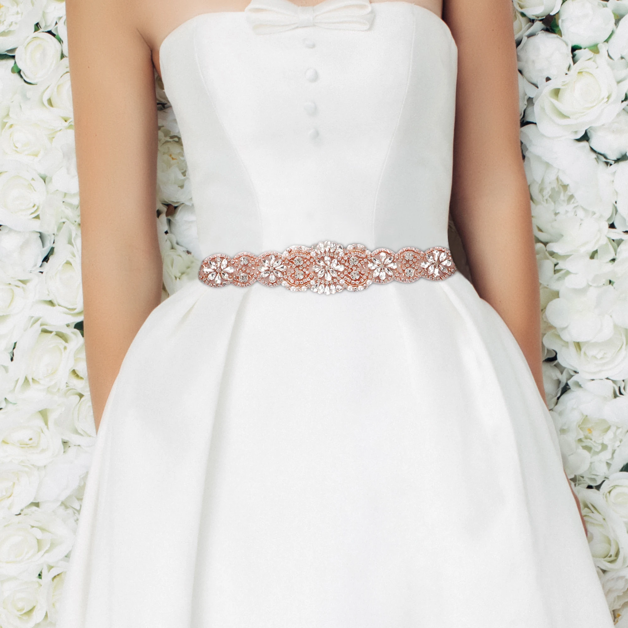 

MissRDress Women's Wedding Belt Accessories rhinestone Dress Bridal Wedding Sash For Evening Party Prom Gown Dress JK834