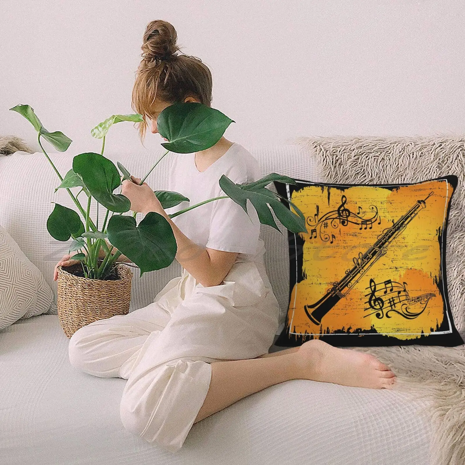 Наволочка для кларнета с надписью наволочка из хлопка и льна плюшевым помпоном