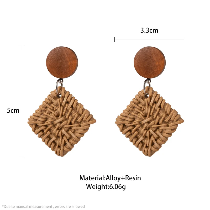 Женские плетеные серьги в Корейском стиле коричневые белые геометрические