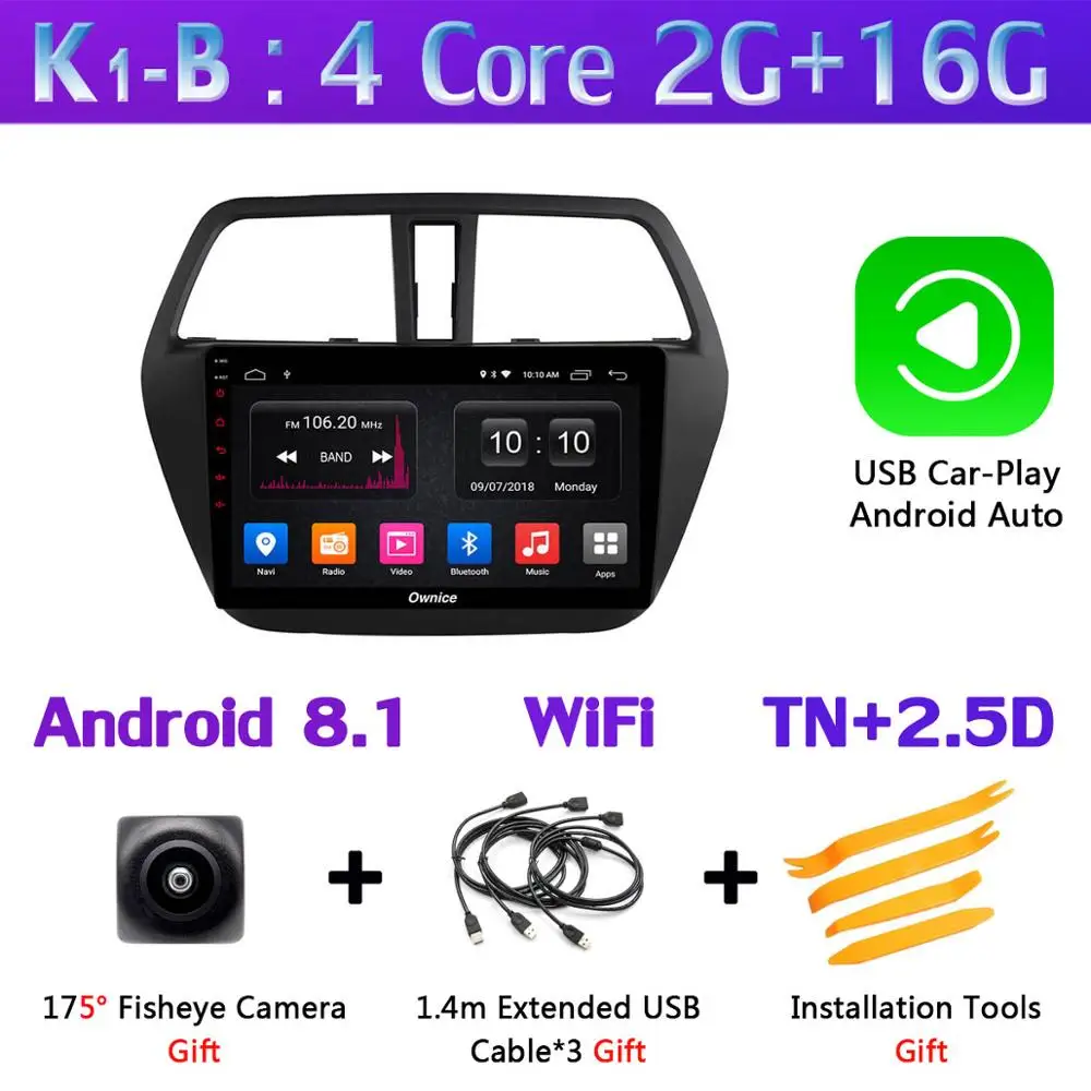 K1-B-CarPlay " 360 ° панорамный Android 9,0 автомобильный DVD мультимедийное радио gps для Suzuki SX4 S-Cross 2013 S Cross автомобильное радио DSP - Цвет: K1-B-CarPlay