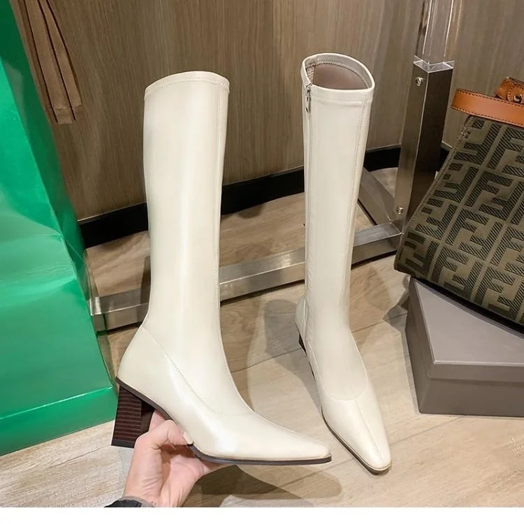 

Эластичные тонкие ботинки @ великолепные осенне-зимние новые рыцарские Ins высокие квадратные ботинки версии длинные