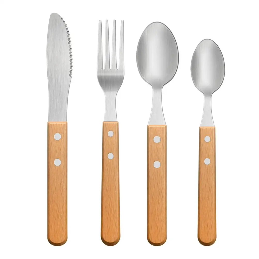 

4Pcs/Set Stainless Steel Dessert Eating Spoon Fork Knife Cutlery Tableware Set