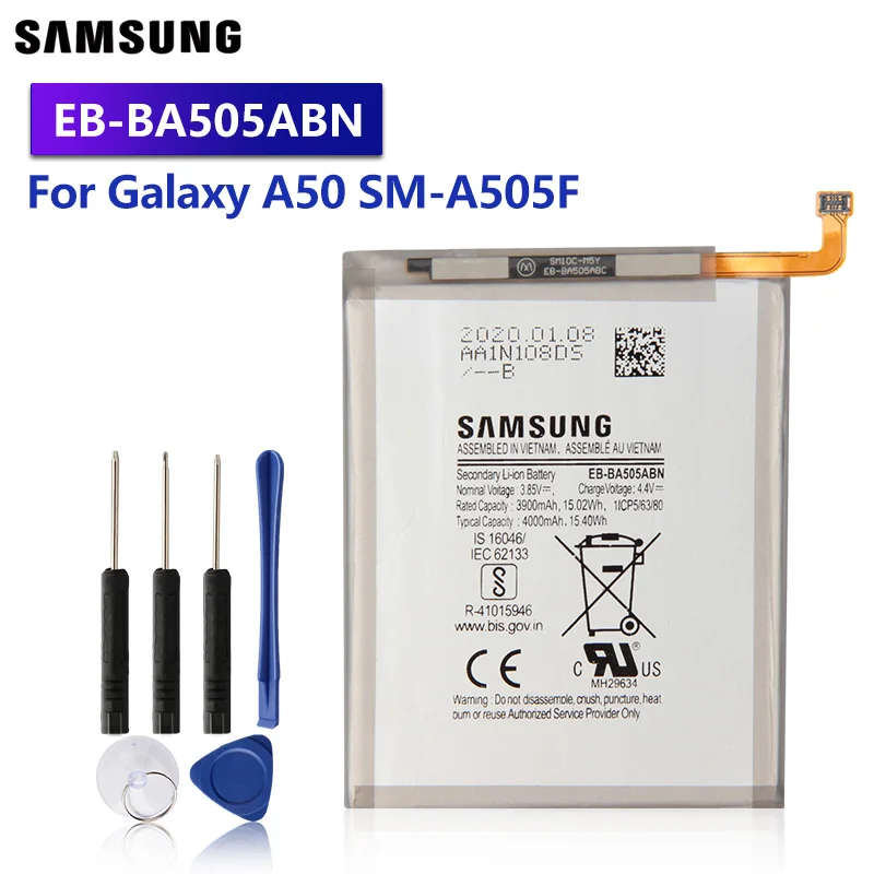 Samsung Original Replacement Battery EB-BA505ABU For Samsung Galaxy A50 A505F SM-A505F EB-BA505ABN A30 A30s  SM-A205FN 4000mAh