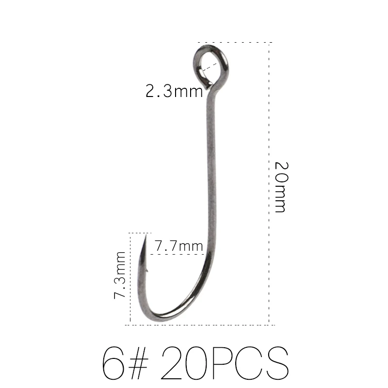 Supercontinent Barb Hook Fishing hook big ring Carbon Steel Single Hooks tackle  Worm Hooks With big eyes Ring 20pcs