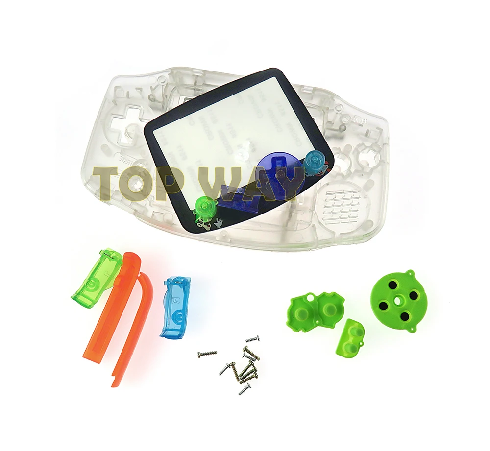 

20sets Dreamy Full Set Housing Shell W/ Color Rubber Pads Button Screen Lens Stick Label Screws for Game Boy Advance GBA Console