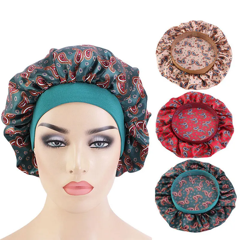 

Womem Satin Floral Wide-brimmed Sleeping Hat Night Sleep Cap Hair Care Bonnet Nightcap For Women Men Unisex Cap bonnet
