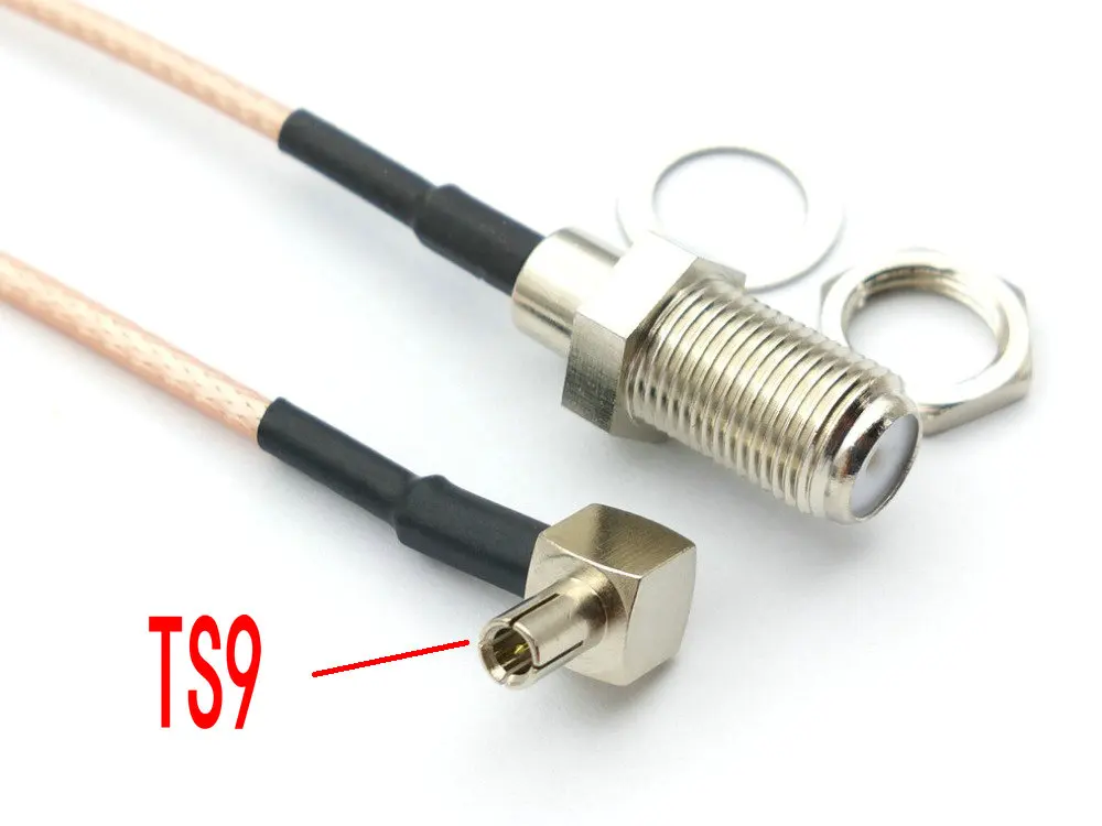 

100pcs TS9 Male Right Angle TO F Type Female Jack RG316 Pigtail Cable 250 ℃