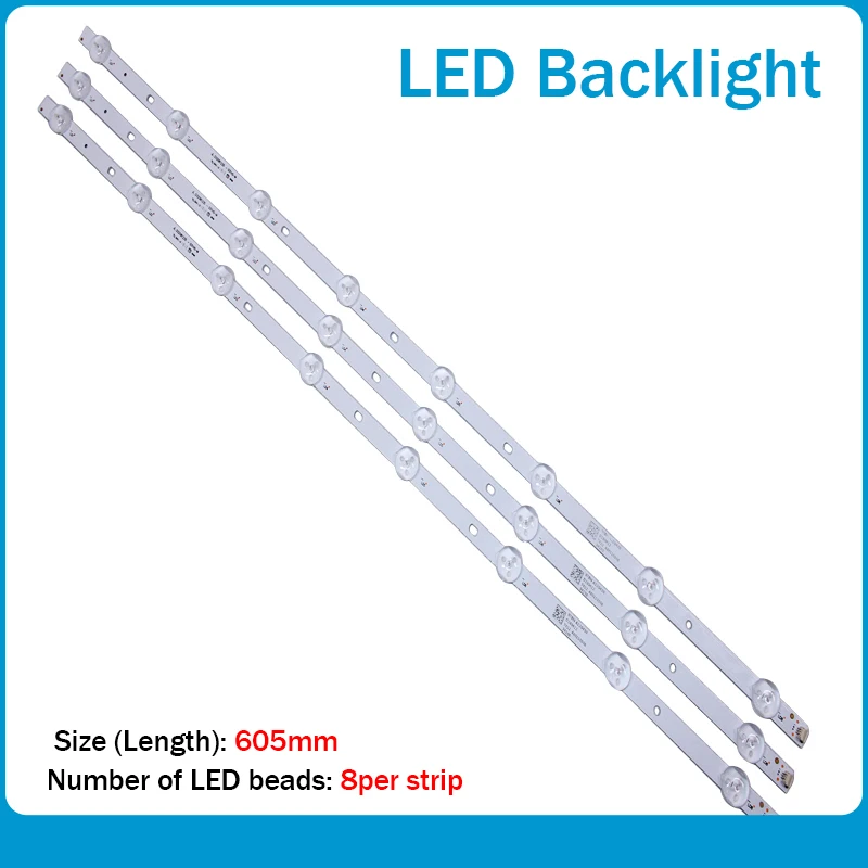 

new 3pcs 8 lamps LED Backlight strip 605mm For Tv JL.D32081235-001CS-M E469119 21v input