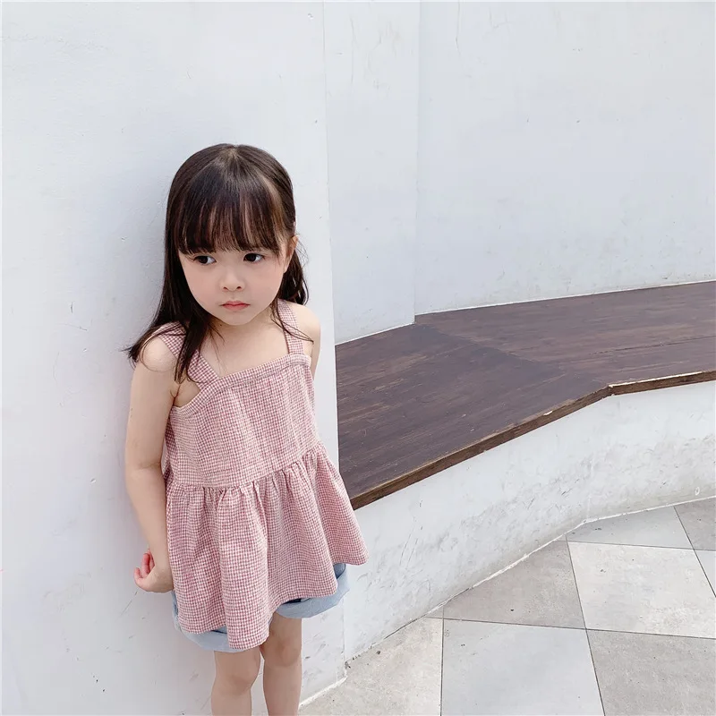 Детская одежда 2020 летняя новая Корейская хлопковая майка для девочек модная