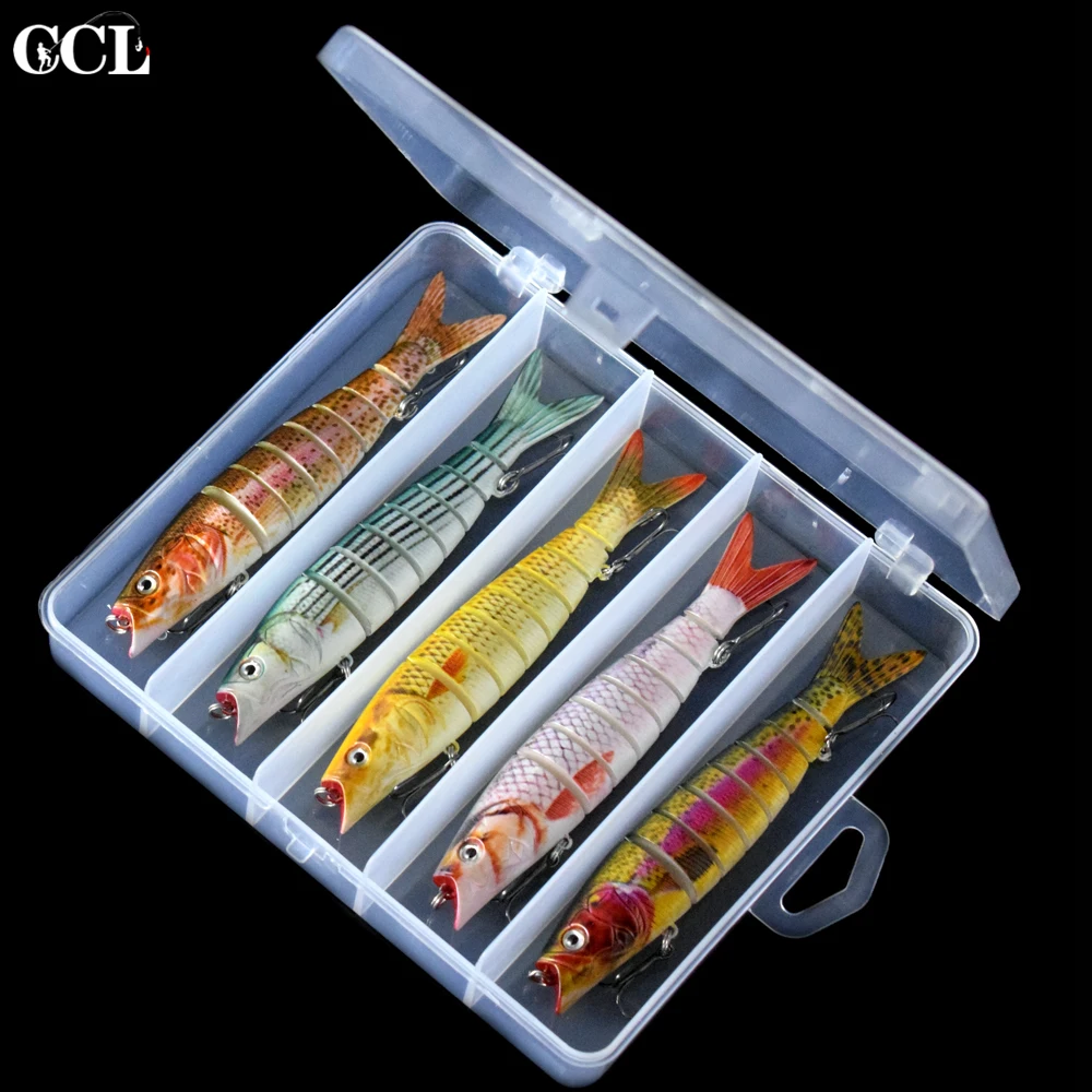 

5PCS 140MM 21.5G Sinking 8 Segments Multi Jointed Swimbait Wobble Minnow NO.6 Treble Hooks 3D Eyes For Catfish Perch Pike