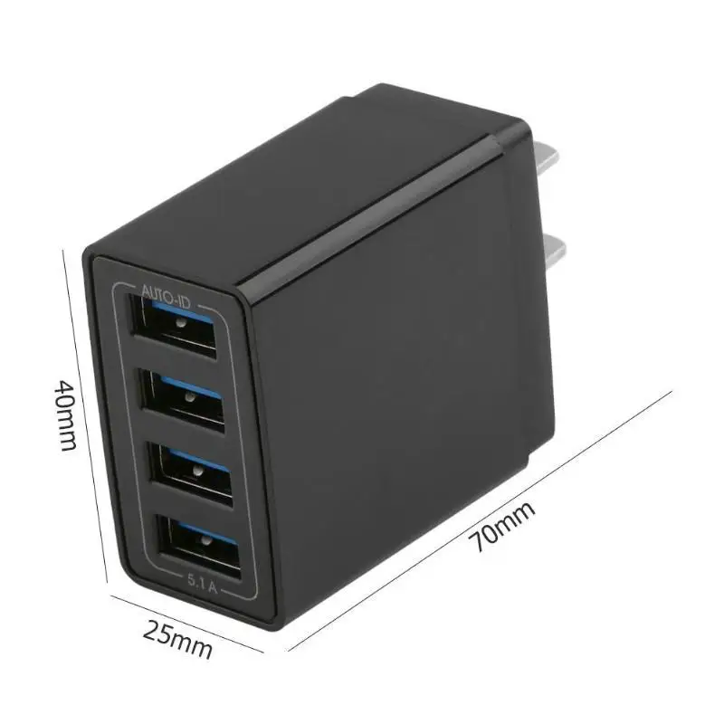 4 USB порта 5.1A интерфейс мобильный телефон зарядка штепсельная вилка адаптер