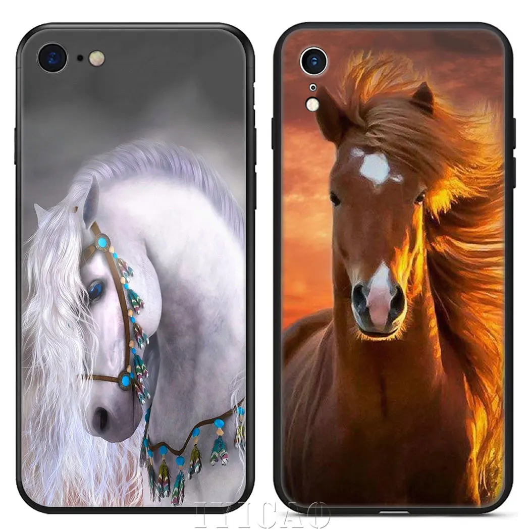 Мягкий чехол для телефона IYICAO Horse Animal iPhone XR X XS Max 6 6S 7 8 Plus 5 5S SE | Мобильные телефоны и